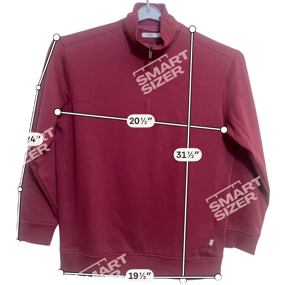 UGG Quarter Zip Pullover Men XL Burgundy Excellence Fleece Lined Cotton Blend - Picture 7 of 8